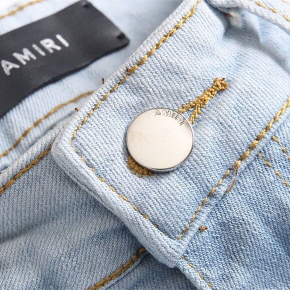 Amiri Black Inkjet Blue Distressed Jeans - Picture 6 of 9